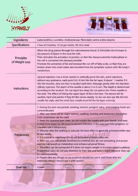 চর্বি দ্রবীভূত এবং ত্বক দৃঢ় Lipolytic সমাধান Hyaluronidase